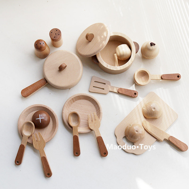 Kitchen Baking Utensil Set - Conjunto de cozinha infantil de madeira