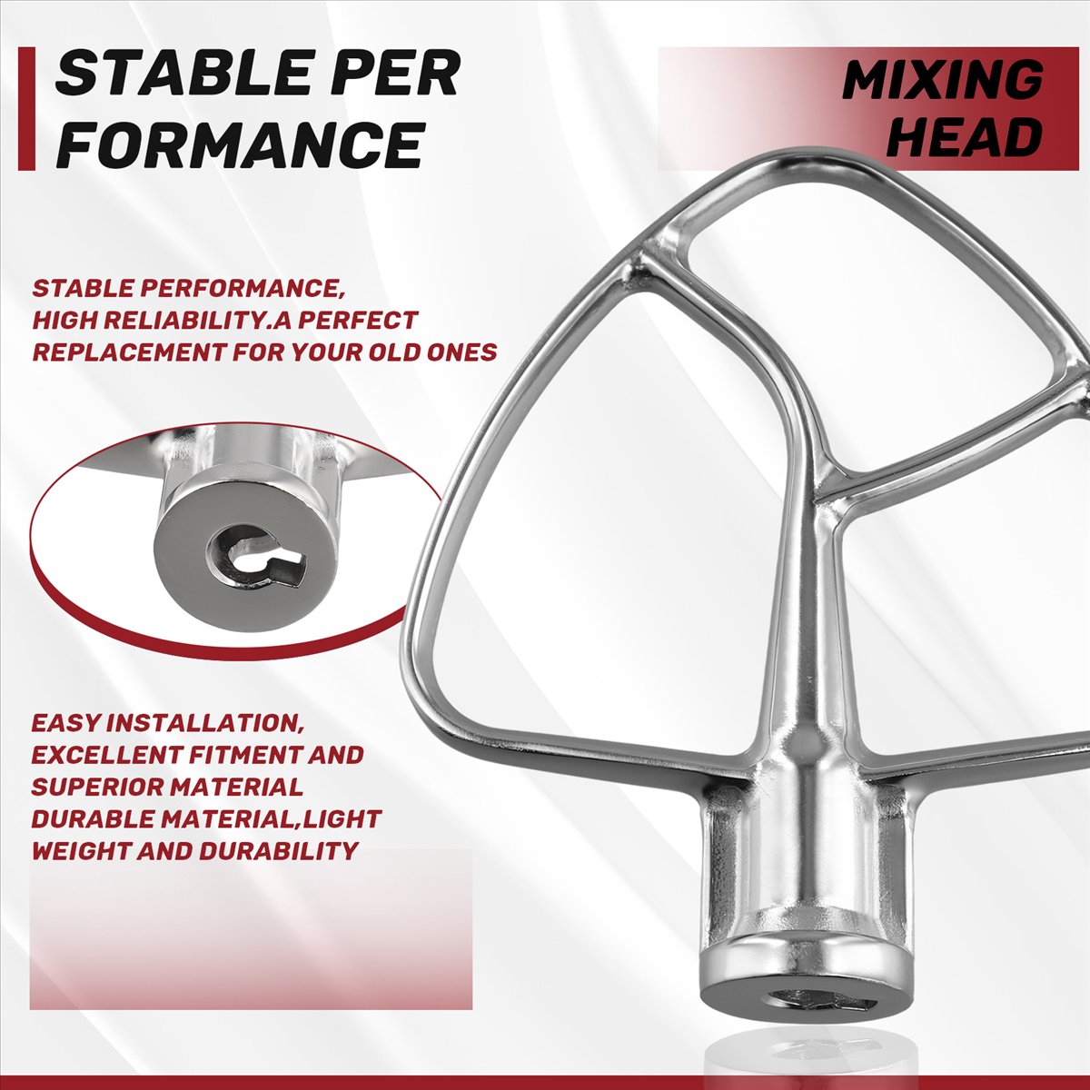 Kitchen Baking Aid - Batedor plano de aço inoxidável a60t,