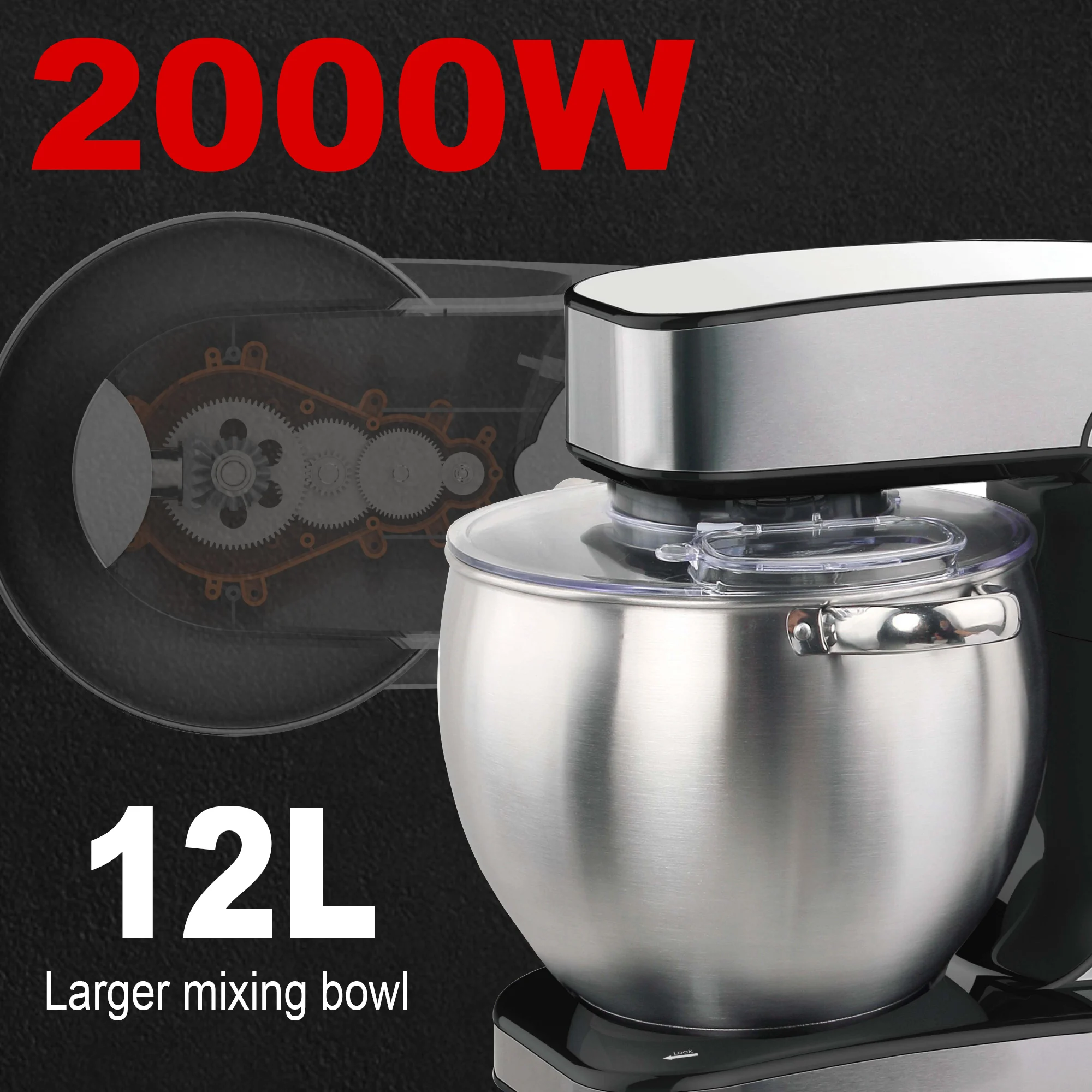 Kitchen Baking Blender - com gancho de massa, batedor e