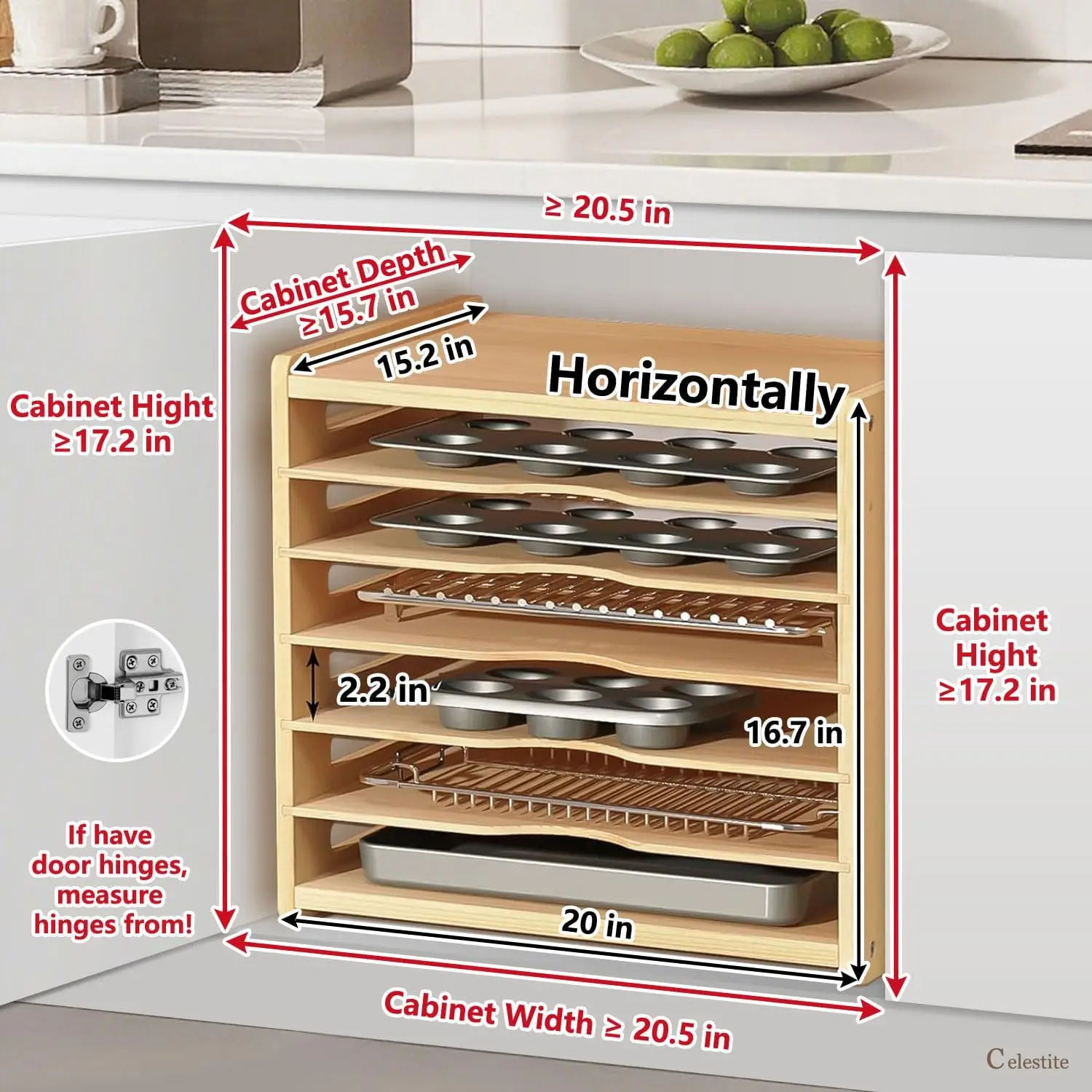 Divisórias de Madeira para Arm - Kitchen Cabinet Baking Sheet Organizer avaliação e preço