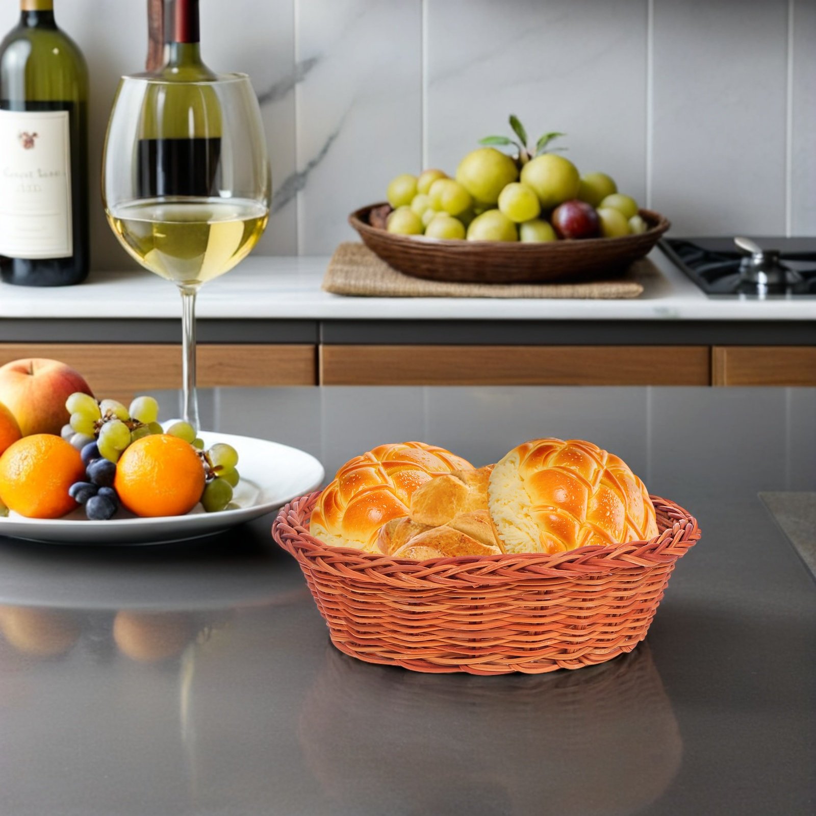 10 Peças Cesto de Rattan para  - Kitchen Baking Counter avaliação e preço